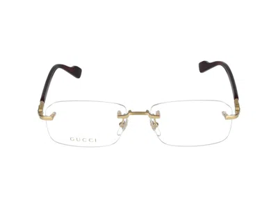 Gucci Eyeglasses In Gold Burgundy Transparent