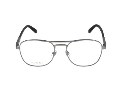 Gucci Eyeglasses In Ruthenium Black Transparent