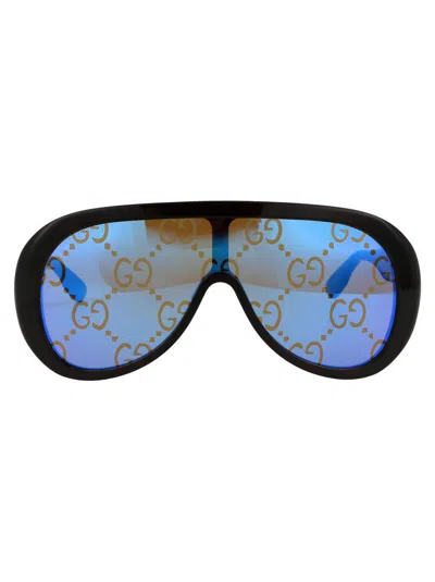 Gucci Oversize Sunglasses In 002 Havana Havana Blue