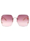 Gucci Double G Geometric-frame Sunglasses In 004 Gold Ivory Violet