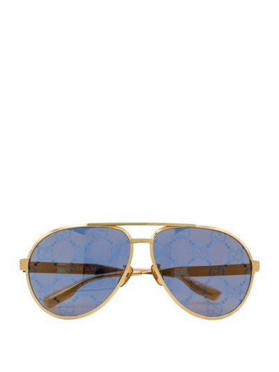 Gucci Eyewear Aviator Frame Sunglasses In Gold