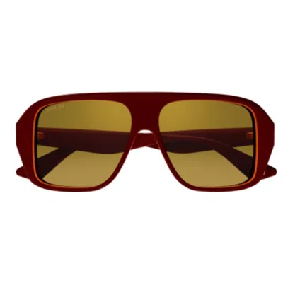 Gucci Eyewear Aviator Frame Sunglasses In Burgundy