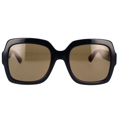 Gucci Web-stripe Square-frame Sunglasses In Black