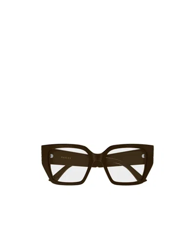 Gucci Eyewear Butterfly Frame Glasses In Brown
