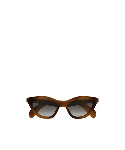 Gucci Eyewear Cat Eye Frame Sunglasses In Brown