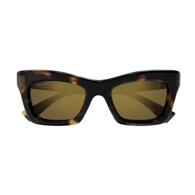 Gucci Eyewear Cat Eye Frame Sunglasses In 015 Havana Havana Brown