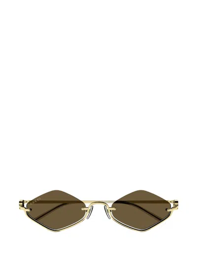 Gucci Eyewear Diamond Frame Sunglasses In Gold