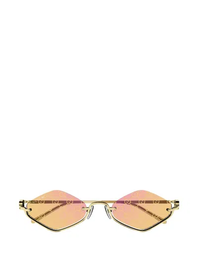 Gucci Eyewear Diamond Frame Sunglasses In Gold