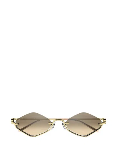 Gucci Eyewear Diamond Frame Sunglasses In Gold