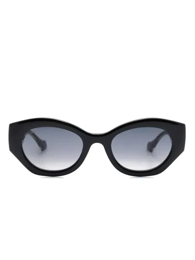 Gucci Black La Piscine Oval Frame Sunglasses