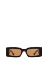 Gucci Logo-plaque Rectangle-frame Sunglasses In Brown