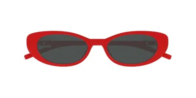 Gucci Eyewear G String Oval Frame Sunglasses In Red