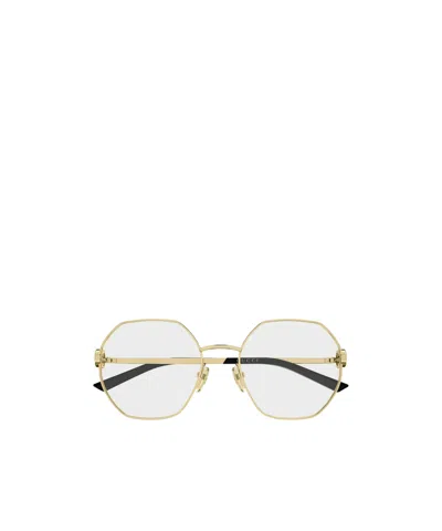 Gucci Eyewear Geometric Frame Glasses In Gold