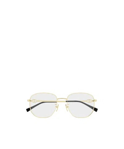 Gucci Eyewear Geometric Frame Glasses In Gold