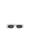 Gucci Rectangular Frame Sunglasses With Dark Rounded Lenses In White