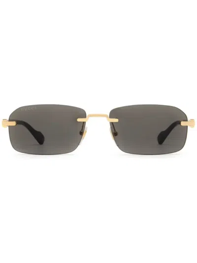 Gucci Eyewear Gg1221s Rectangular Metal Sunglasses In Gray