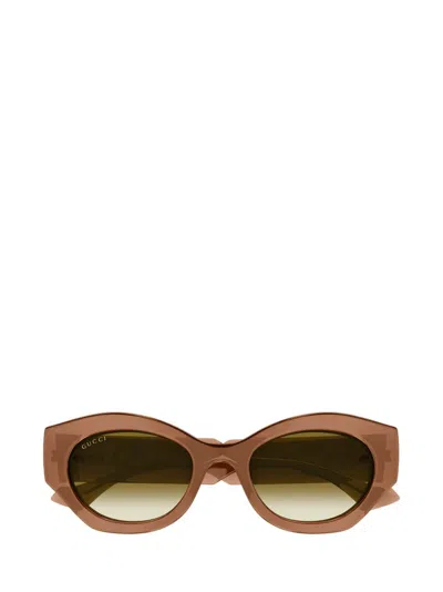 Gucci Eyewear La Piscine Oval In Brown