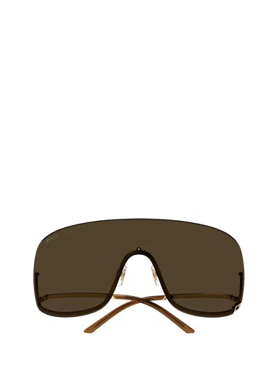 Gucci Gg1560s Linea Fashion 002 Gold Brown Sunglasses