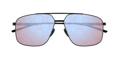 Gucci Eyewear Navigator Frame Sunglasses In Metallic