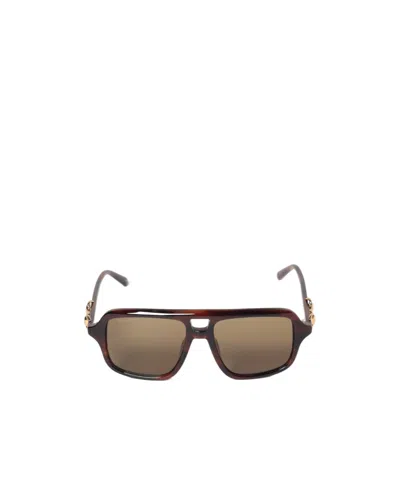 Gucci Eyewear Navigator Frame Sunglasses In Brown