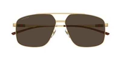 Gucci Eyewear Navigator Frame Sunglasses In Gold