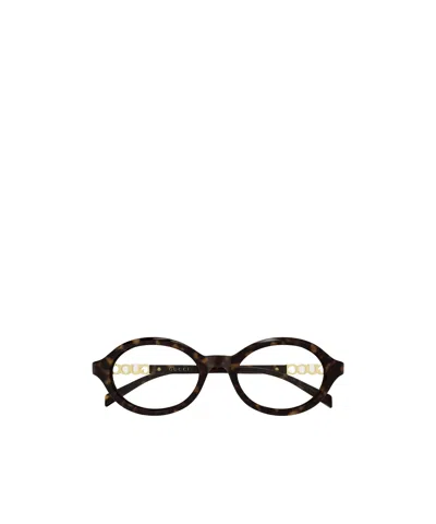 Gucci Eyewear Oval Frame Glasses In Blue