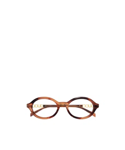 Gucci Eyewear Oval Frame Glasses In Brown