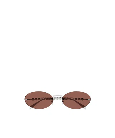 Gucci Eyewear Oval-frame Sunglasses In Brown