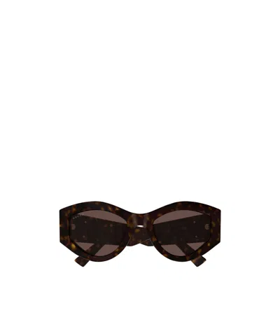 Gucci Eyewear Oval Frame Sunglasses In Brown