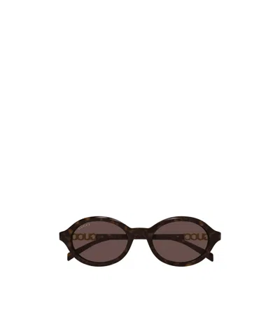 Gucci Eyewear Oval Frame Sunglasses In Brown