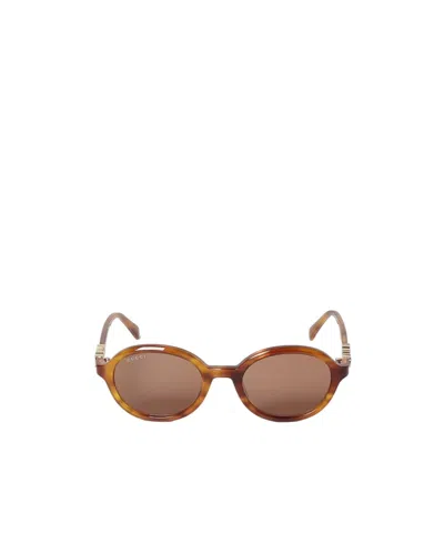 Gucci Eyewear Oval Frame Sunglasses In Brown