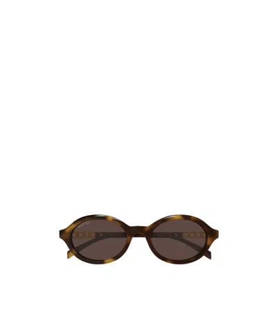 Gucci Eyewear Oval Frame Sunglasses In Brown
