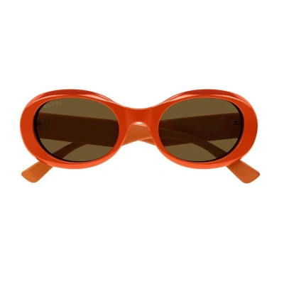 Gucci Eyewear Oval Frame Sunglasses In Orange