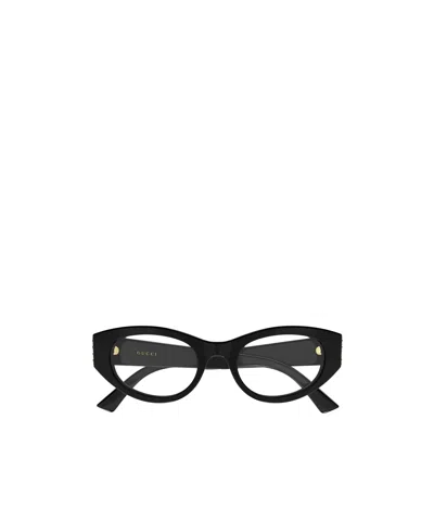 Gucci Eyewear Panthos Frame Glasses In Black