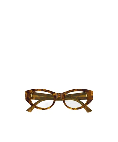 Gucci Eyewear Panthos Frame Glasses In Brown