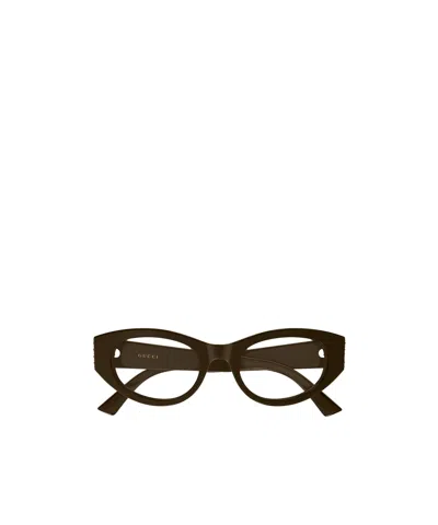 Gucci Eyewear Panthos Frame Glasses In Black