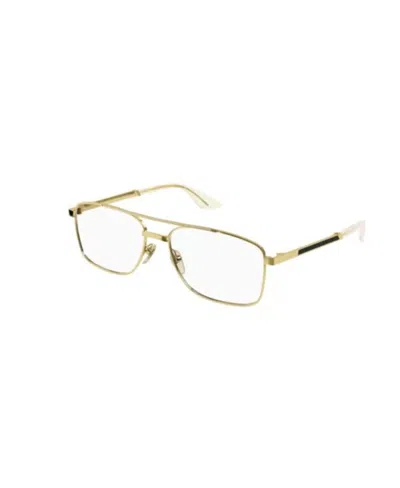 Gucci Eyewear Rectangle Frame Glasses In Gold