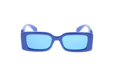 Gucci Eyewear Rectangle Frame Sunglasses In Blue