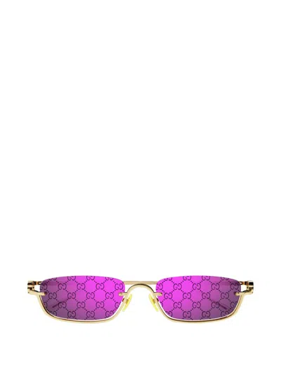 Gucci Eyewear Rectangle Frame Sunglasses In Gold