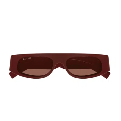 Gucci Eyewear Rectangle Frame Sunglasses In Burgundy