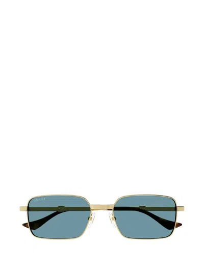 Gucci Men's Metal Rectangle Sunglasses In Gold