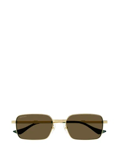 Gucci Rectangle-frame Sunglasses In Gold