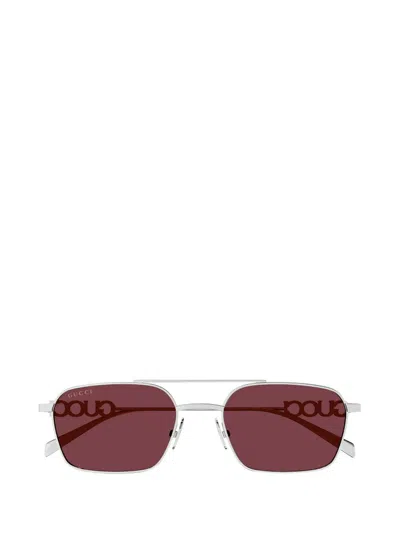 Gucci Logo-lettering Sunglasses In Silver