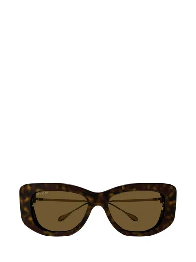 Gucci Eyewear Specialized Fit Rectangular Frame Sunglasses In Brown