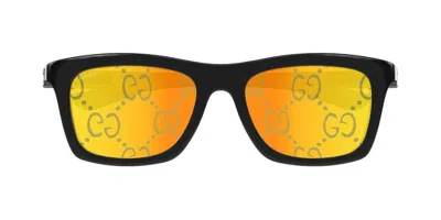 Gucci Yellow Mirror Logo Sport Men's Sunglasses Gg1735s 005 54 In Black
