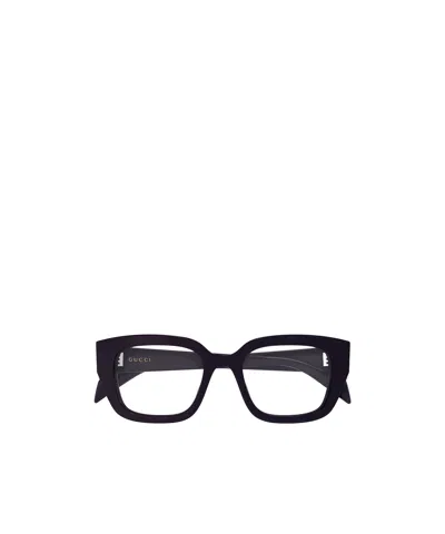 Gucci Eyewear Square Frame Glasses In Burgundy