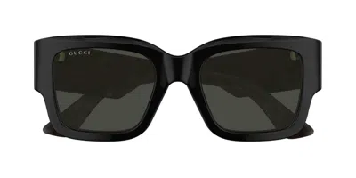 Gucci Oversized Rectangle Acetate Sunglasses In Black