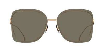 Gucci Rimless Square Metal Sunglasses In Shiny Rose Gold