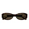 Gucci Gg1660s Linea Gg Logo 002 Havana Brown Sunglasses In Black