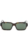 Gucci Bold Angular Frame Brown Acetate Sunglasses By  In Green